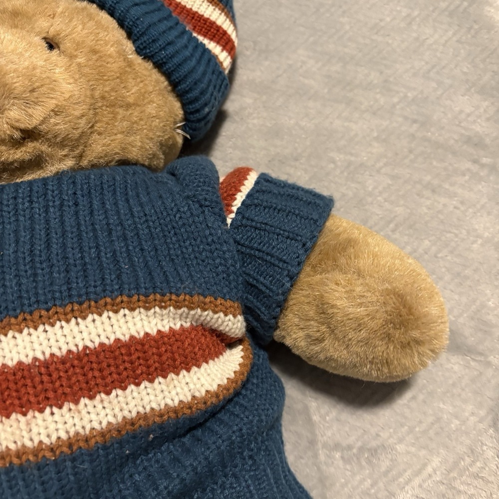Vintage 1984 CHOSUN INTERNATIONAL Teddy Bear Plush with Blue Sweater and Hat - Picture 4 of 16